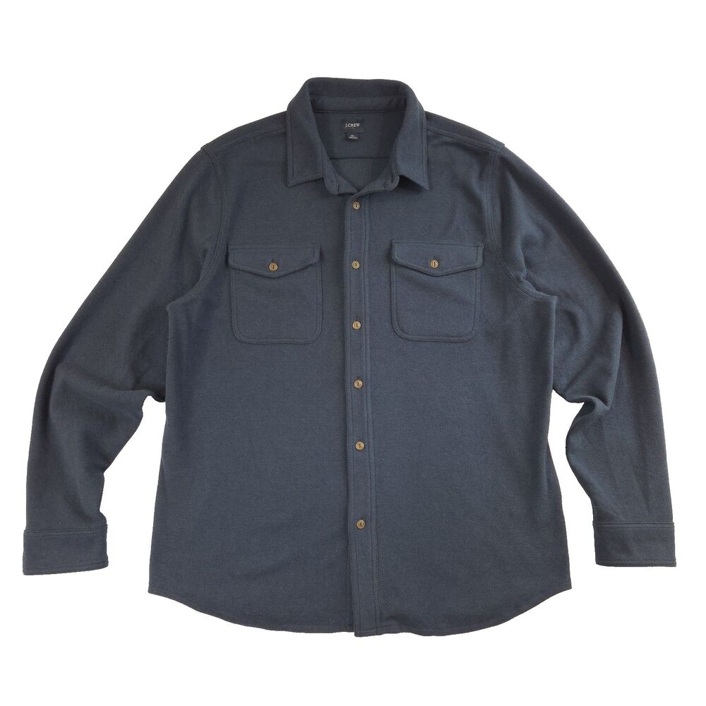 J.Crew Mens Double Knit Work Shirt Shacket XL Blue Preppy Gorpcore Utility Work